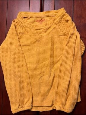 Cat & Jack Mustard Yellow Waffle Knit Top